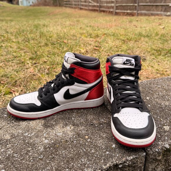 Jordan 1 Retro High Satin Black Toe Women's Sneakers - Picture 6 of 10